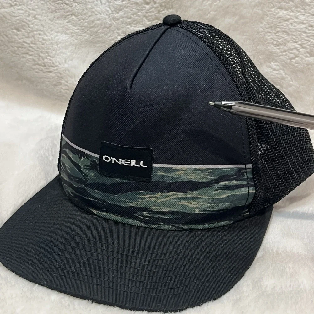 Authentic Original O'Neill Trucker Hat 1952 Black Camo Water‎ Back Mesh Snapback